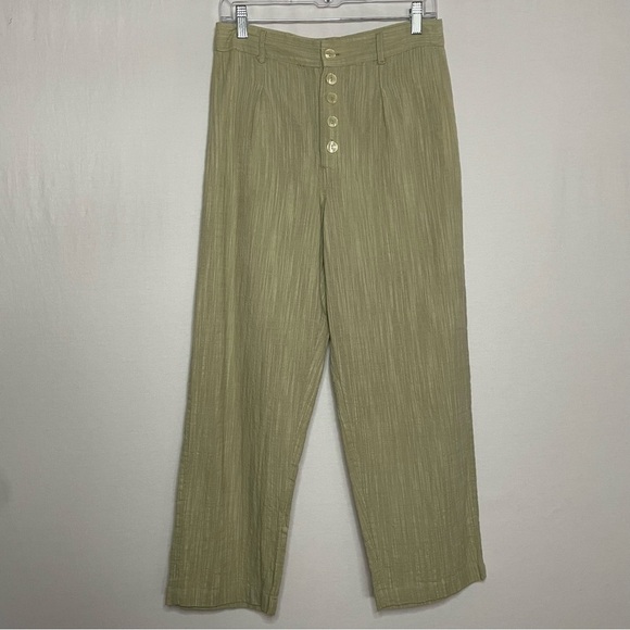 Urban Outfitters Maria Button Front High Rise Cropped Tapered Trousers Pants - Picture 3 of 11